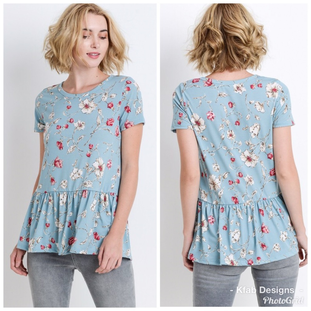 LAST 1! 🛍 Baby Blue Floral Ruffle Tunic! - Picture 4 of 6